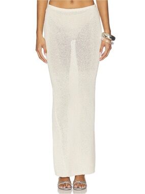 Asta Resort Carolina Maxi Skirt Cream Ivory Sequin Large